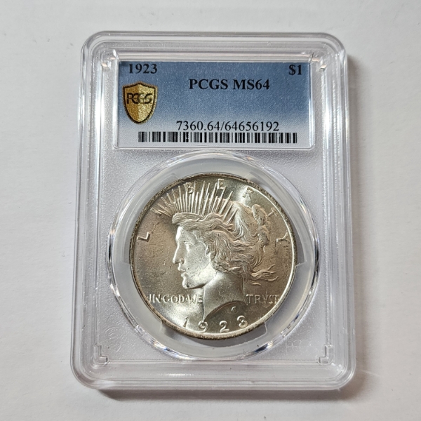 PCGS Graded MS64 United States 1923 90% Silver Peace Dollar
