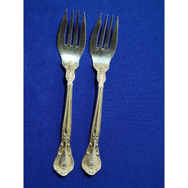 x2 Gorham Chantilly Sterling Silver Salad Forks - Weight: ~74g