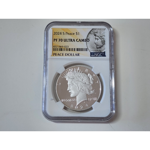 NGC GRADED PF 70 ULTRA CAMEO .999 Fine Silver 2024-S Peace Dollar 