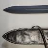 Image 3 : Hand-Forged Carbon Steel 37-Inch Black Edition Radulf Inscribed Viking Sword With Leather Scabbard