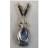 Image 2 : 14K White Gold Pendant With Oval-Cut Tanzanite & Diamonds - Weight: 0.9g