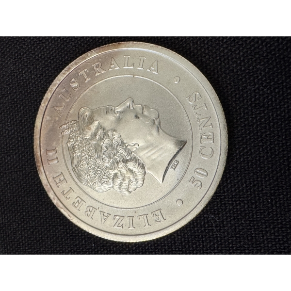 2014 Australia 50 Cents Great White Shark 1/2 Oz .999 Fine Silver Coin - Mint Condition