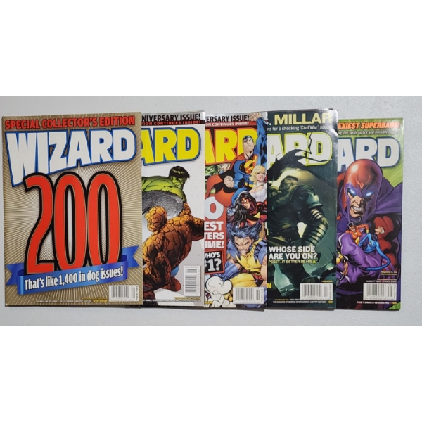 Nice Assortment of Five Different Wizard: The Comics Magazines Ft. Magneto Cover & Anniversary Issue
