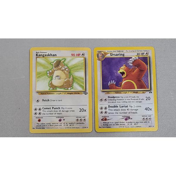 (2) Vintage Pokémon Trading Cards From The Jungle Set & Neo Discovery Set - Ursaring, Kangaskhan 