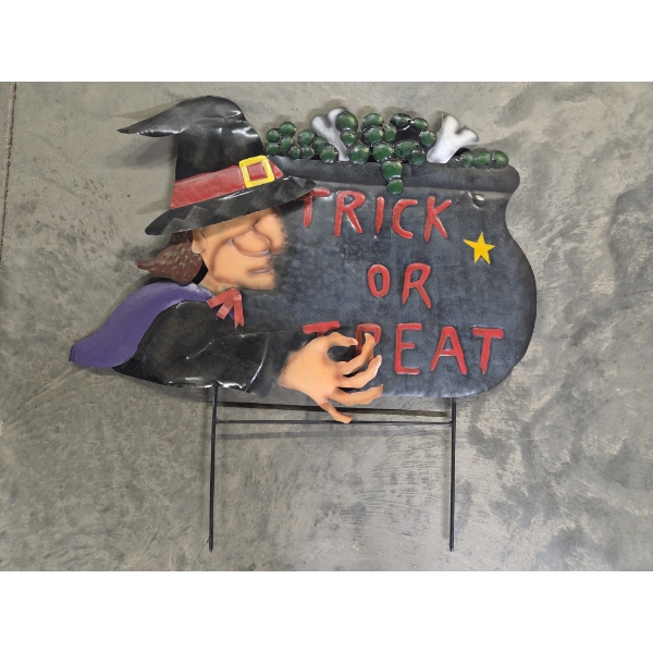 Brand New! Tin 29''x30'' Trick Or Treat Yard Sign -No Shipping Available 