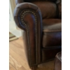Image 2 : Brown Leather Accent Chair with Ottoman