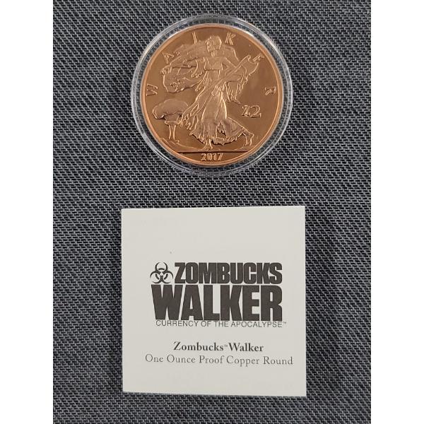 Zombucks Walker One Ounce PROOF Copper Round In Original Packaging & Case by Provident Mint