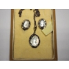 Image 2 : Camexco 80% Silver Cameo Earrings and Necklace Set - Total Weight: 8.4g