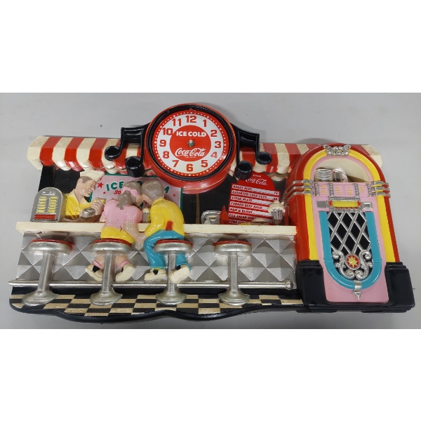 21 x 13 COCA COLA Ice Cream Shoppe Wall Decor - Clock Juke Box