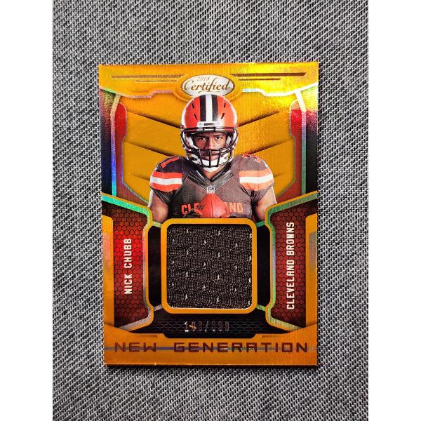 Nick Chubb Worn Material Patch Card - 2018 Panini Certified Football Trading Card No. 14