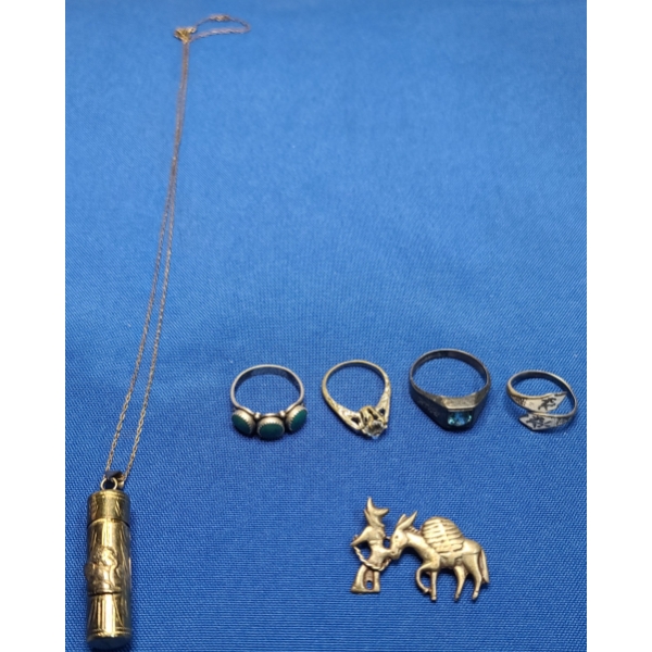 Assorted Sterling Silver Jewelry Including Prayer Tube Necklace & More - Total Weight: 25.4g