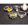 Image 9 : Beautiful Sterling Silver Rings Ft. Moonstone, Amber, Topaz & More - Weighing Total of 25.1 Grams