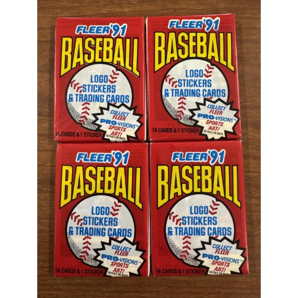 4 - Unopened 1991 Fleer Major League Baseball Wax Packs - Mint Condition