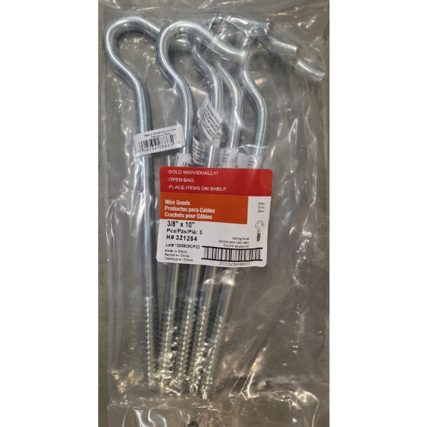 Heavy Duty Hardware Essentials 5 3/8''x10'' Metal Ceiling Hooks 