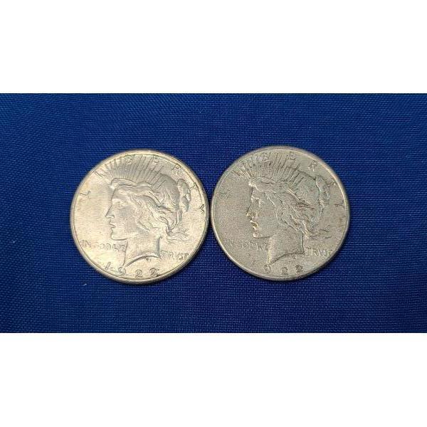 (2) 1922-S Silver Peace Dollars