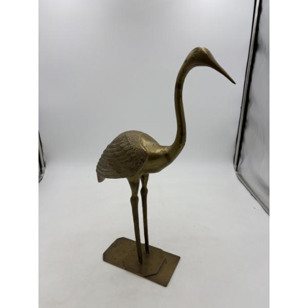 Vintage Brass Crane Figurine - Home Decor 