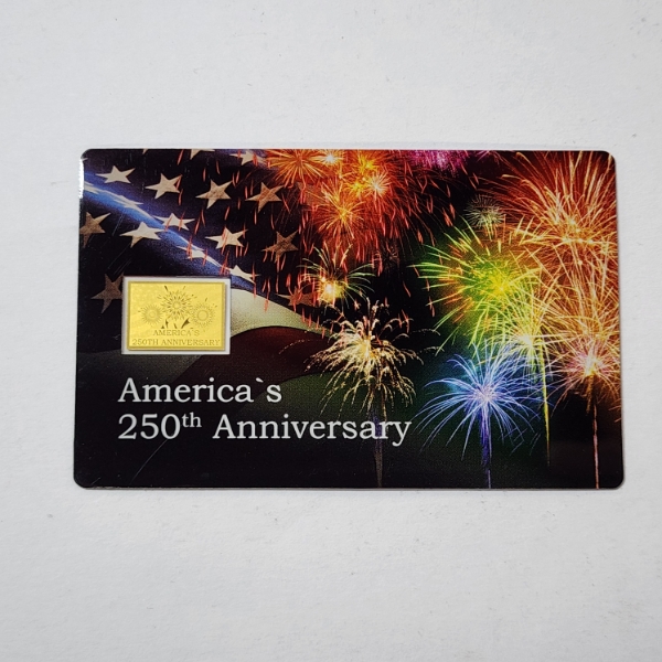 America's 250th Anniversary Commemorative Gold Card - 1/1000 oz .999 Gold