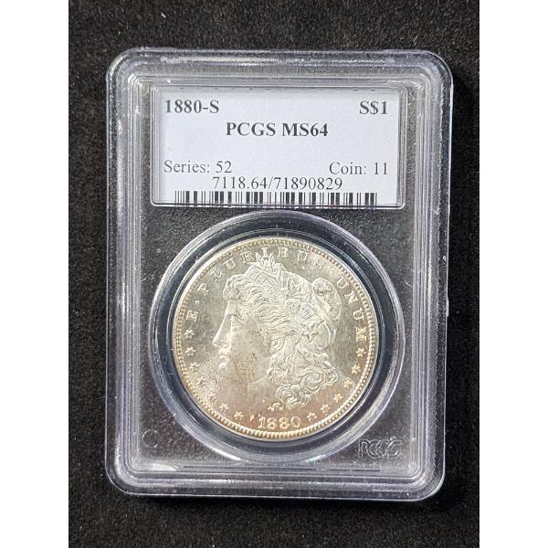 1880-S Morgan Silver Dollar Graded MS64 by PCGS 