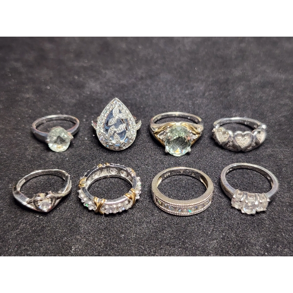 Beautiful Sterling Silver Rings In Various Styles & Stones - Weighing Total of 29.9 Grams