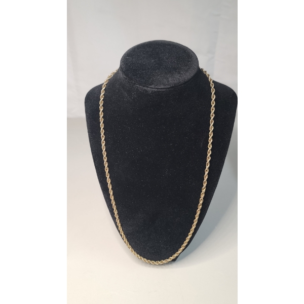 12K Gold Filled 24" Twisted Rope Necklace - Weight: 12.3g
