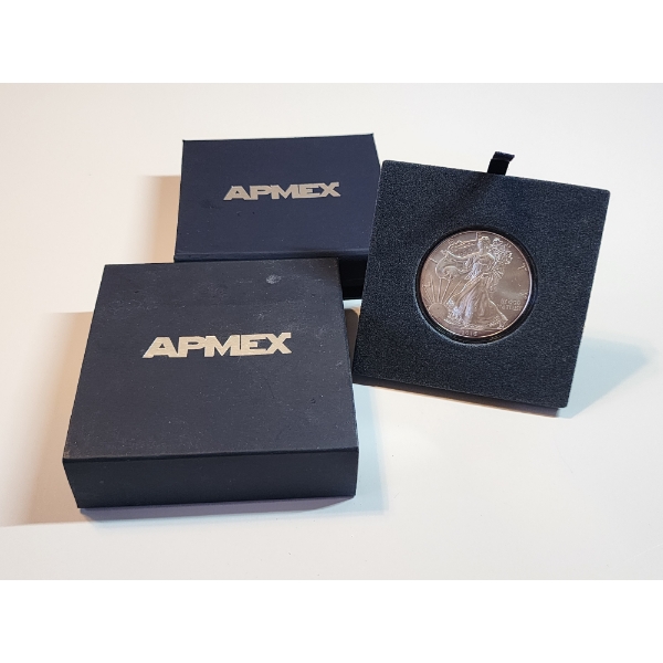 2008-W Silver American Eagle 1 oz Fine Silver Coin in AMPEX Display Box