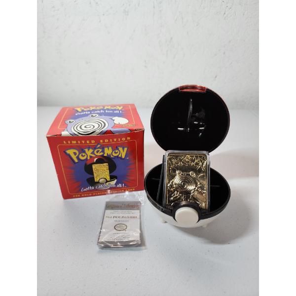 1999 Burger King Limited Edition 23K Gold Plated Poliwhirl Pokemon Trading Card in Poke Ball