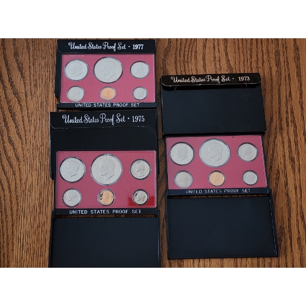 3 - United States Proof Sets: 1977, 1975, 1973