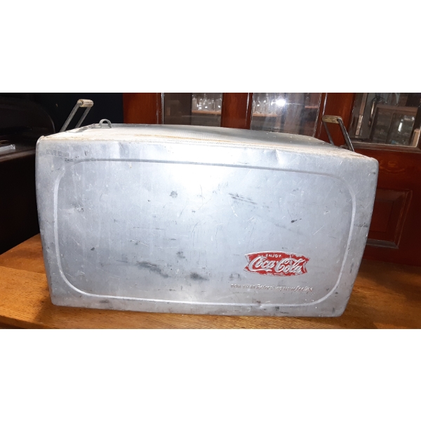 Coca Cola Coke Large Aluminum Vintage Cooler 24 x 13 x 13.5 -  Needs A Little TLC - See Pics