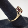 Image 3 : 10K Yellow Gold Heart-Shaped "Mom" Ring with Ruby Red Gemstone - Size 5.5 - Total Weight: 2.0g