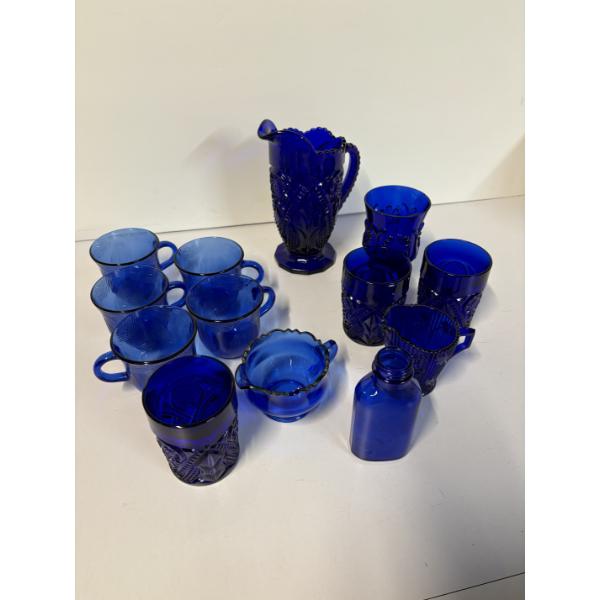 Blue Glass Dishware Collection - Pitcher - Teacups - Cups - Dishes