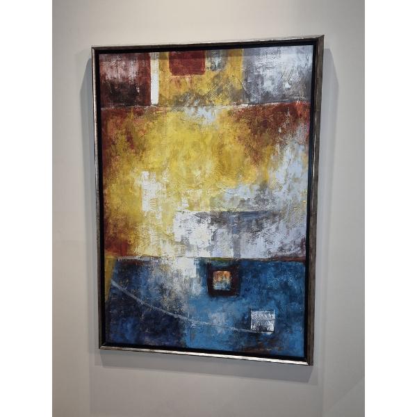 Large & Particularly Colorful Original Oi On Canvas - signed - 64 x 44 Framed Shadow Box Style
