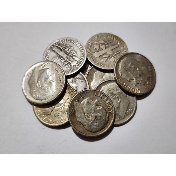 $1.00 Face Value in Assorted 90% Silver United States Dimes ~ 10 Total Dimes!