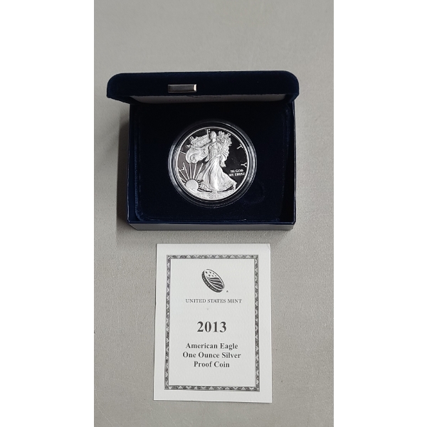 2013 1 Oz 999 Fine Silver Proof American Eagle With Original Box/COA