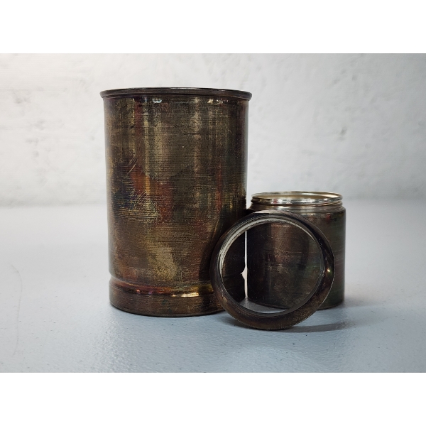 Vintage Sterling Silver Cup & Small Cup With Glass-Top Lid - Total Weight: 83.2g