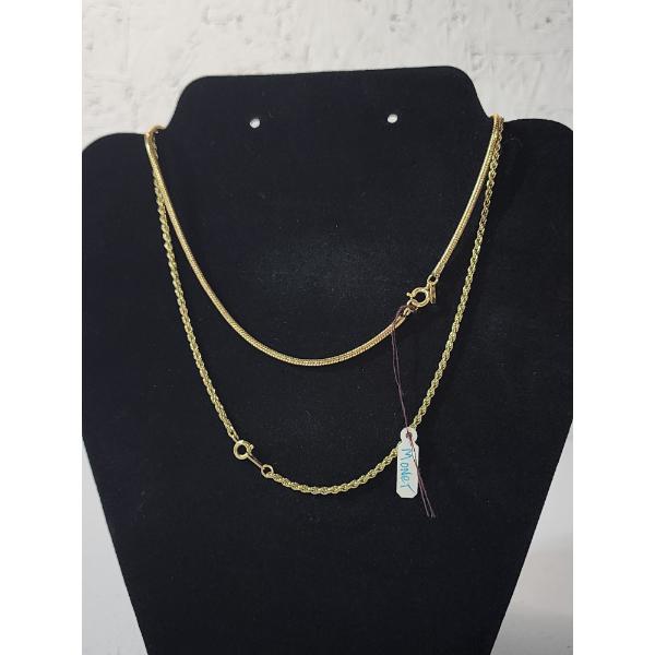2 Gold-Tone Costume Necklaces 15" & 20"