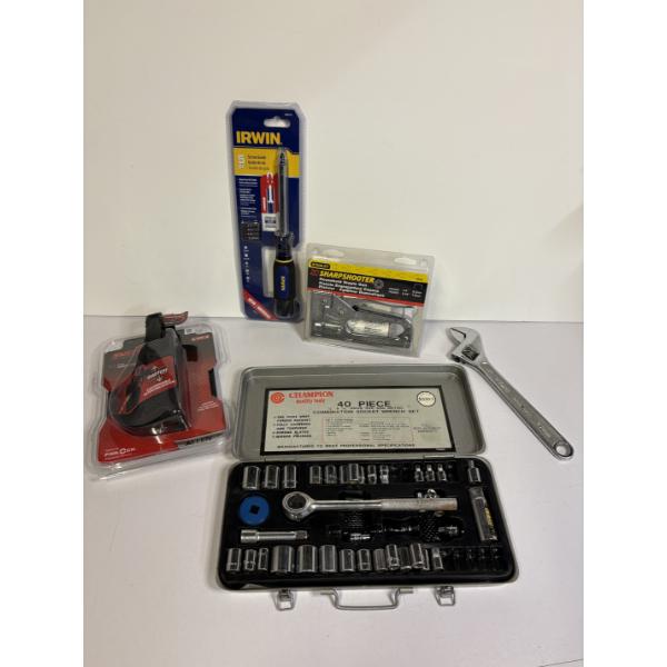 Irwin Screw Driver - Stanley Sharpshooter Staple Gun - Champion Wrench Set - Wrench -Magnetic Closur
