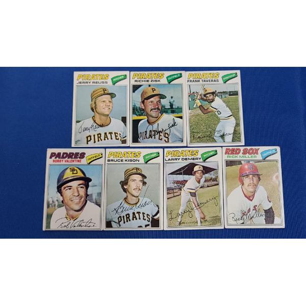 (7) Assorted 1977 Topps Pirates/Red Sox, Padres Baseball Cards