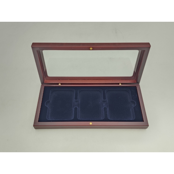 Nice 3-Coin Glass-Top Display Case; Fits Standard Graded Coin Slabs Approx. 10"x5"