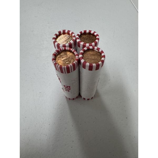 4 - Bank Rolls Of United States Lincoln Cents Pennies - Mint Condition - Various Years - Mixed Roll