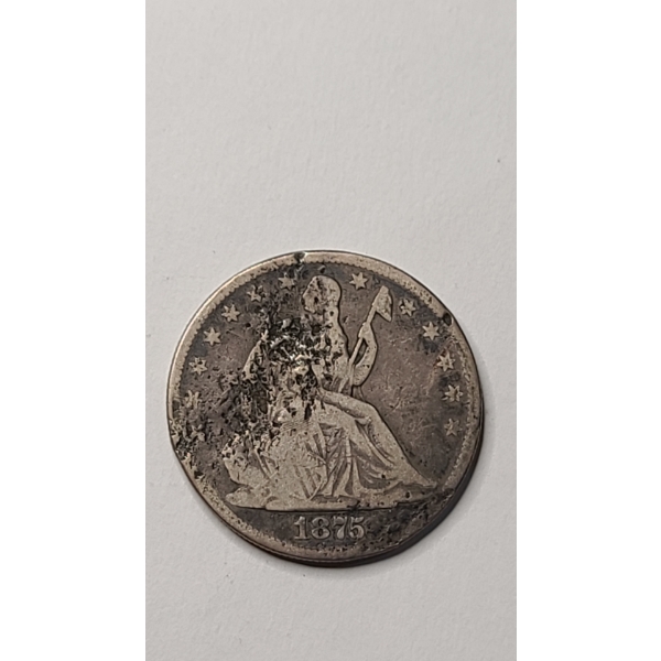 1875 Seated Liberty 90% SIlver Half Dollar