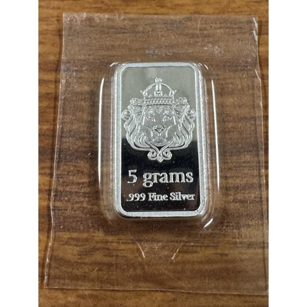 Scottsdale Lion 5 Gram .999 Fine Silver Bar - Sealed - Exceptional Condition