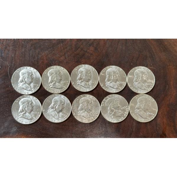 1963 Brilliant Uncirculated Franklin Half Dollars - $5 Face Value