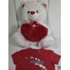 Image 1 : Brand New Large Cuddly 21'' White Plush Bear With Heart And Size Juniors Large Red Kisses T-Shirt 