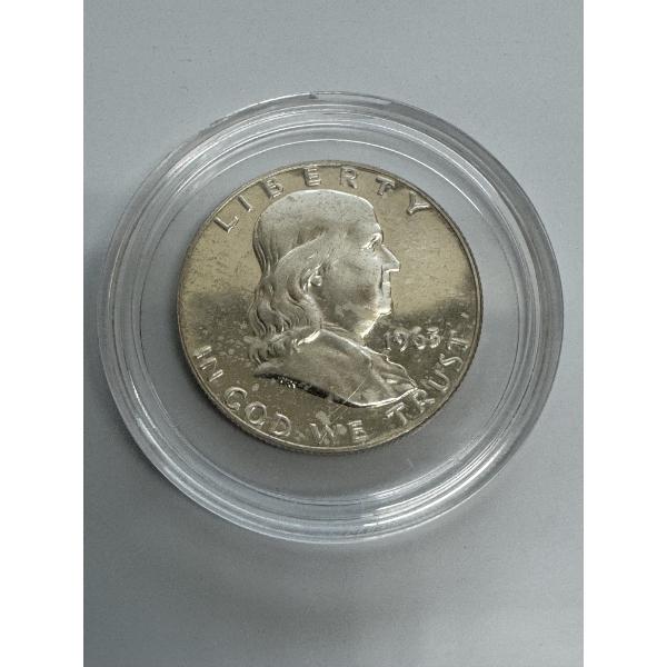1963 Franklin Liberty 90 % Silver Half Dollar In Holder - Excellent Condition