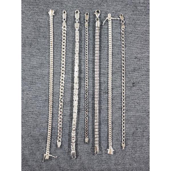 Seven Assorted Sterling Silver Bracelets Weighing 59.3 Grams Total