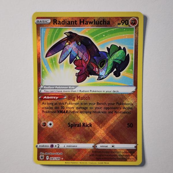 Radiant Hawlucha 081/189 Holo Rare Pokemon Trading Card in Near Mint Condition 