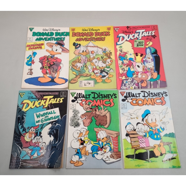 (6) Assorted Gladstone Walt-Disney 1980's Comic Books - DuckTales, Donald Duck & More