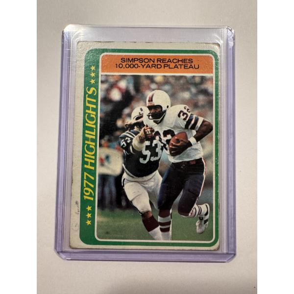 1978 Topps O.J. Simpson Football Card In Protective Holder - Killer Card