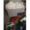 Image 4 : Tote Of White Table Linens, Christmas Decor, Glass Oil Lamp, Scissors & More!