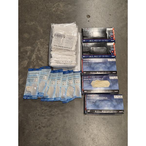 All New! 20 White Cotton Masks, 10 Packs Of Single Use Gloves, And 5 Boxes Size Small Disposable Glo